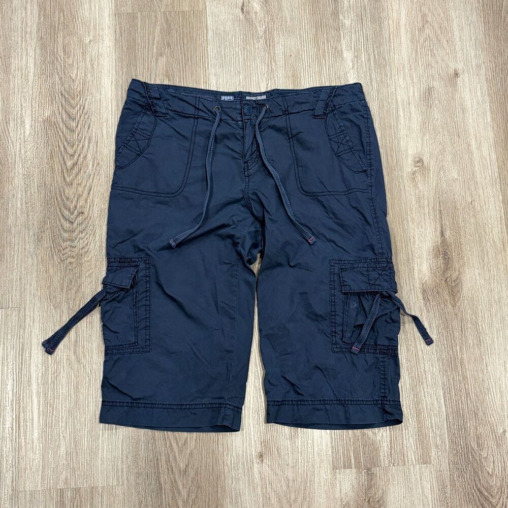 Vtg Y2K American Eagle 12 Blue Low Rise Cargo Capris Pant Embroidered Gorpcore